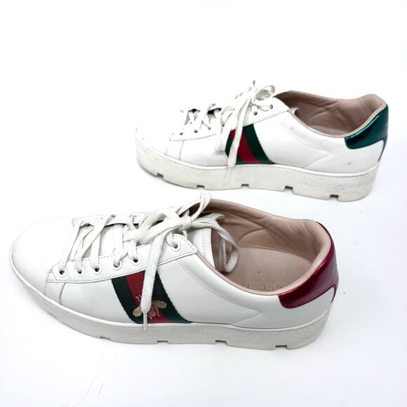 Gucci White Athletic Shoes with Red and Green Stripes in good condition - Picture 10 of 15
